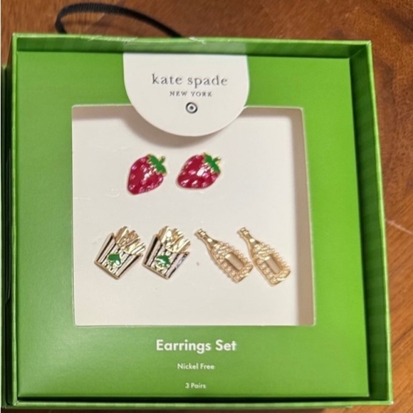 kate spade Jewelry - Kate Spade Red and Gold Earrings Set